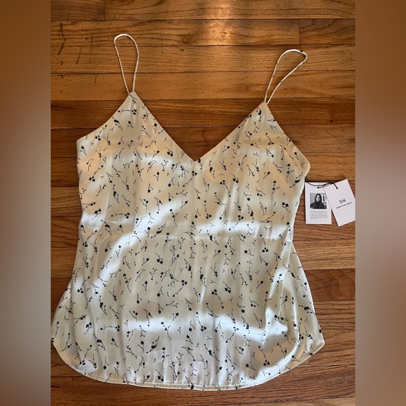 Something Navy Tops - Something Navy Butter Yellow & Navy Floral Satin Camisole
